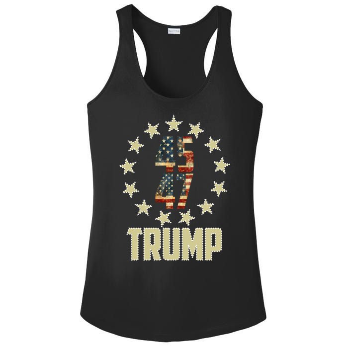 Classic 45 47 Trump American Flag Ladies PosiCharge Competitor Racerback Tank