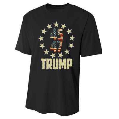 Classic 45 47 Trump American Flag Performance Sprint T-Shirt