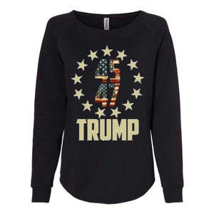 Classic 45 47 Trump American Flag Womens California Wash Sweatshirt