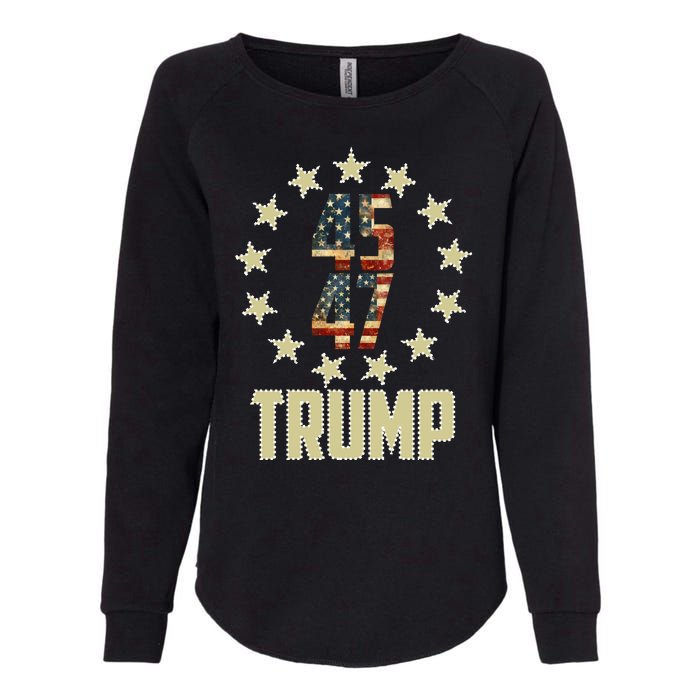 Classic 45 47 Trump American Flag Womens California Wash Sweatshirt