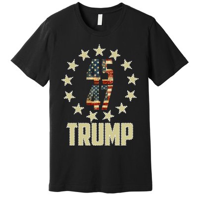 Classic 45 47 Trump American Flag Premium T-Shirt