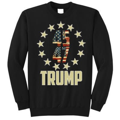 Classic 45 47 Trump American Flag Tall Sweatshirt