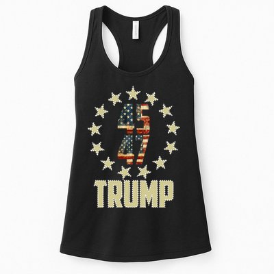 Classic 45 47 Trump American Flag Womens Tank Top