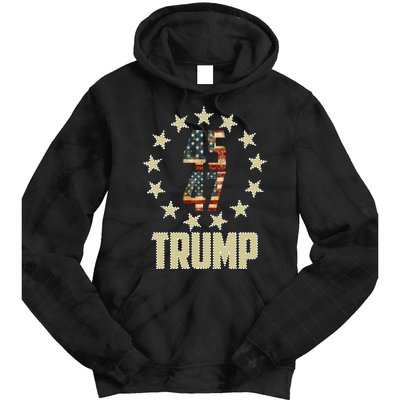 Classic 45 47 Trump American Flag Tie Dye Hoodie