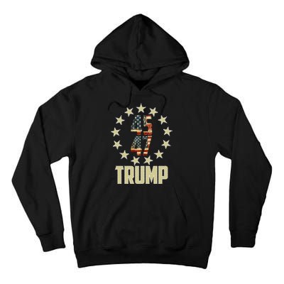 Classic 45 47 Trump American Flag Tall Hoodie