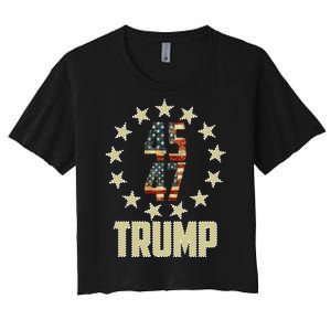 Classic 45 47 Trump American Flag Women's Crop Top Tee