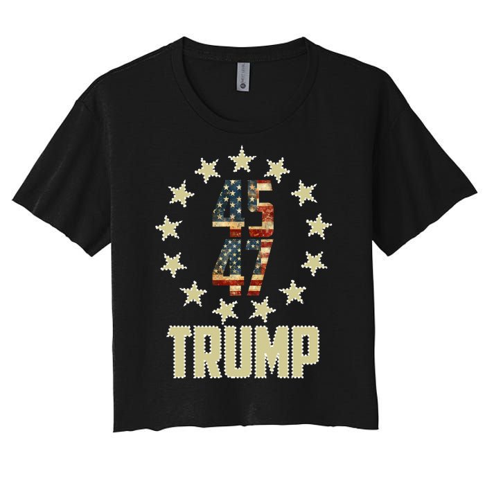 Classic 45 47 Trump American Flag Women's Crop Top Tee