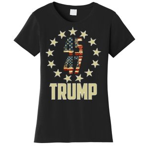 Classic 45 47 Trump American Flag Women's T-Shirt