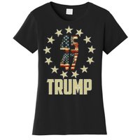 Classic 45 47 Trump American Flag Women's T-Shirt