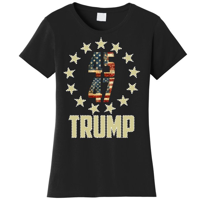 Classic 45 47 Trump American Flag Women's T-Shirt