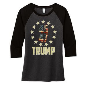 Classic 45 47 Trump American Flag Women's Tri-Blend 3/4-Sleeve Raglan Shirt