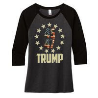 Classic 45 47 Trump American Flag Women's Tri-Blend 3/4-Sleeve Raglan Shirt