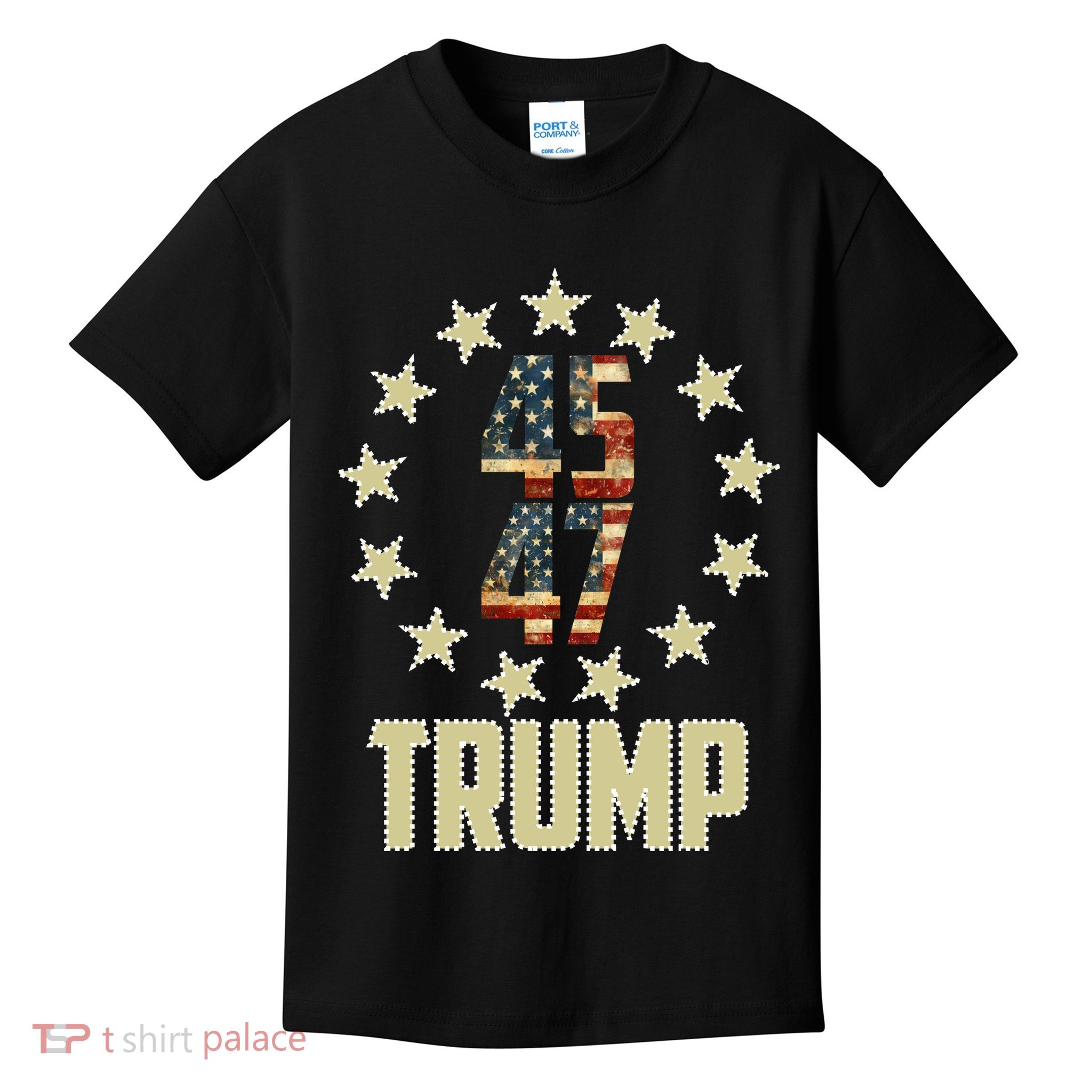 Classic 45 47 Trump American Flag Kids T-Shirt
