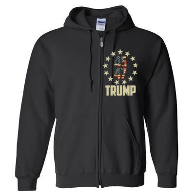 Classic 45 47 Trump American Flag Full Zip Hoodie