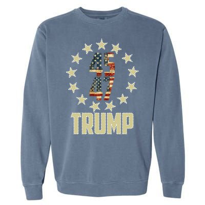 Classic 45 47 Trump American Flag Garment-Dyed Sweatshirt