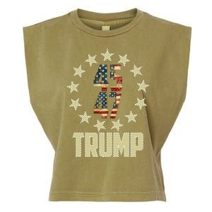 Classic 45 47 Trump American Flag Garment-Dyed Women's Muscle Tee