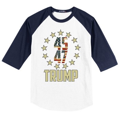 Classic 45 47 Trump American Flag Baseball Sleeve Shirt