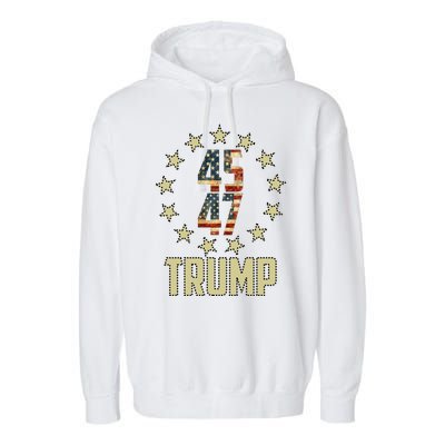 Classic 45 47 Trump American Flag Garment-Dyed Fleece Hoodie