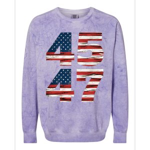 Celebrate 45 47 Trump Is My President American Flag Colorblast Crewneck Sweatshirt