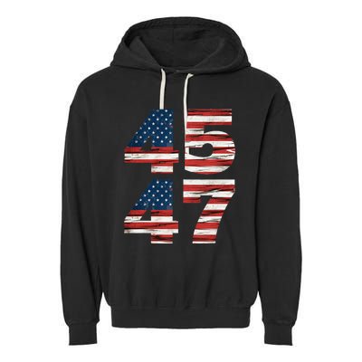 Celebrate 45 47 Trump Is My President American Flag Garment-Dyed Fleece Hoodie