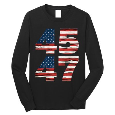 Celebrate 45 47 Trump Is My President American Flag Long Sleeve Shirt