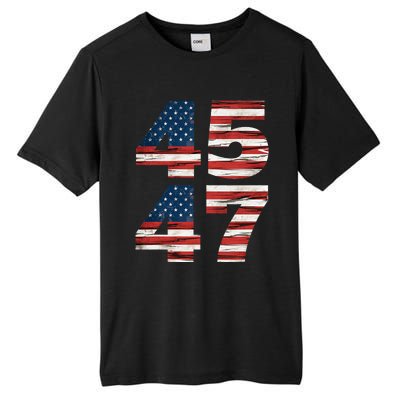 Celebrate 45 47 Trump Is My President American Flag Tall Fusion ChromaSoft Performance T-Shirt