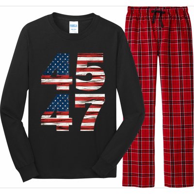 Celebrate 45 47 Trump Is My President American Flag Long Sleeve Pajama Set