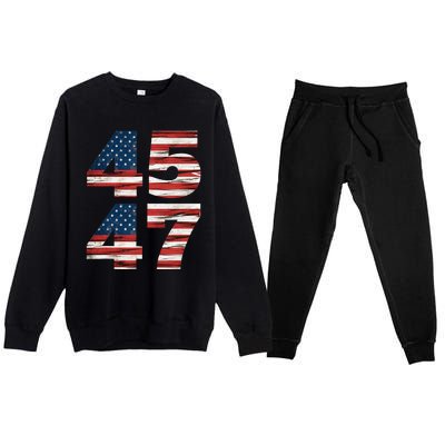 Celebrate 45 47 Trump Is My President American Flag Premium Crewneck Sweatsuit Set