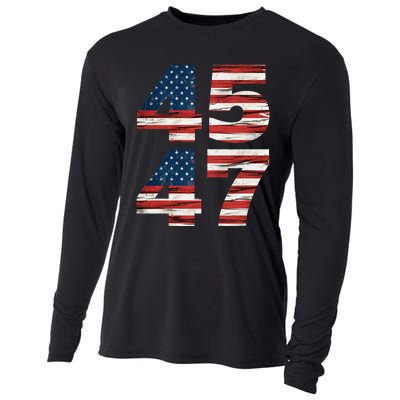 Celebrate 45 47 Trump Is My President American Flag Cooling Performance Long Sleeve Crew