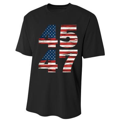 Celebrate 45 47 Trump Is My President American Flag Performance Sprint T-Shirt