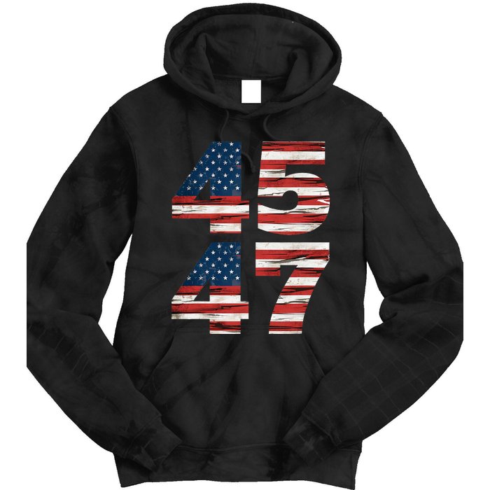 Celebrate 45 47 Trump Is My President American Flag Tie Dye Hoodie