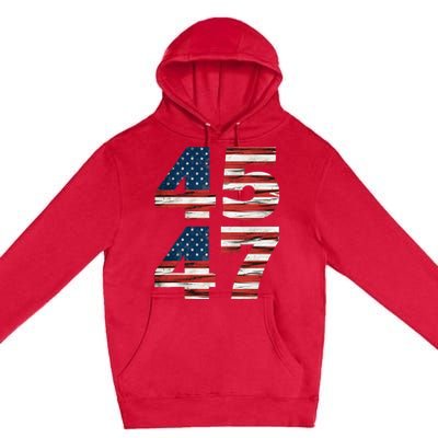 Celebrate 45 47 Trump Is My President American Flag Premium Pullover Hoodie