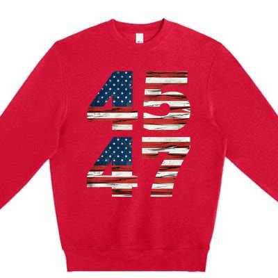 Celebrate 45 47 Trump Is My President American Flag Premium Crewneck Sweatshirt