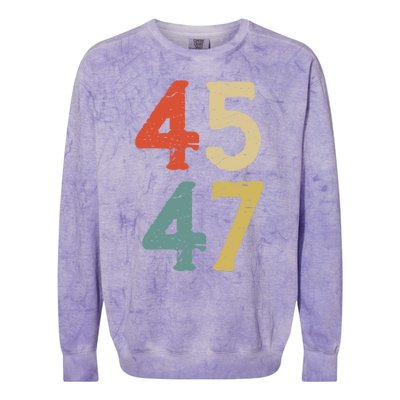 Classic 45 47 Trump 2nd Term Vintage Election 2024 Gift Colorblast Crewneck Sweatshirt