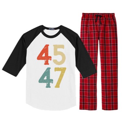 Classic 45 47 Trump 2nd Term Vintage Election 2024 Gift Raglan Sleeve Pajama Set