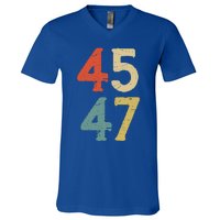 Classic 45 47 Trump 2nd Term Vintage Election 2024 Gift V-Neck T-Shirt