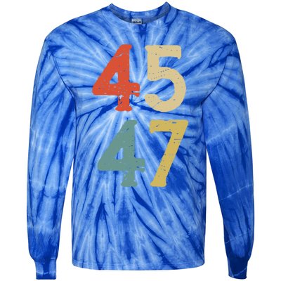 Classic 45 47 Trump 2nd Term Vintage Election 2024 Gift Tie-Dye Long Sleeve Shirt