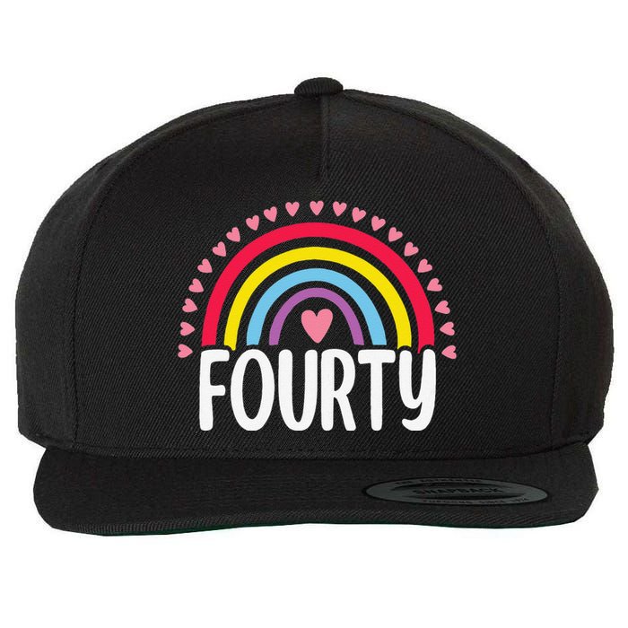 Cute 40th Birthday Gift Rainbow Fan 40 Years Old Women 40 Bday Wool Snapback Cap