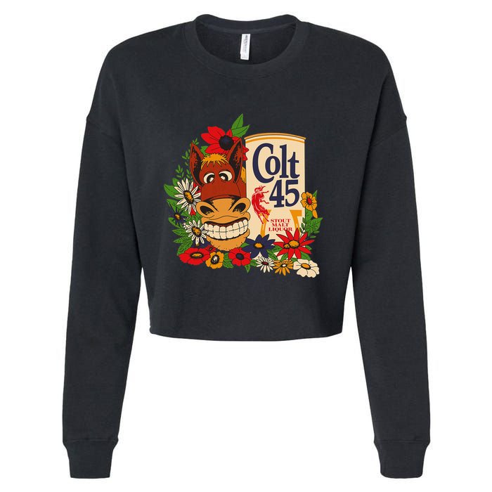 Colt 45 Beer Style Donkey Cropped Pullover Crew