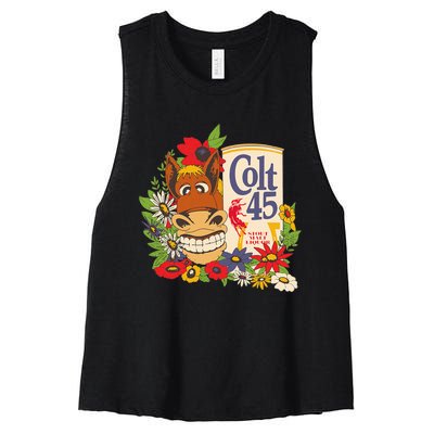 Colt 45 Classic Floral Donkey Women's Racerback Cropped Tank