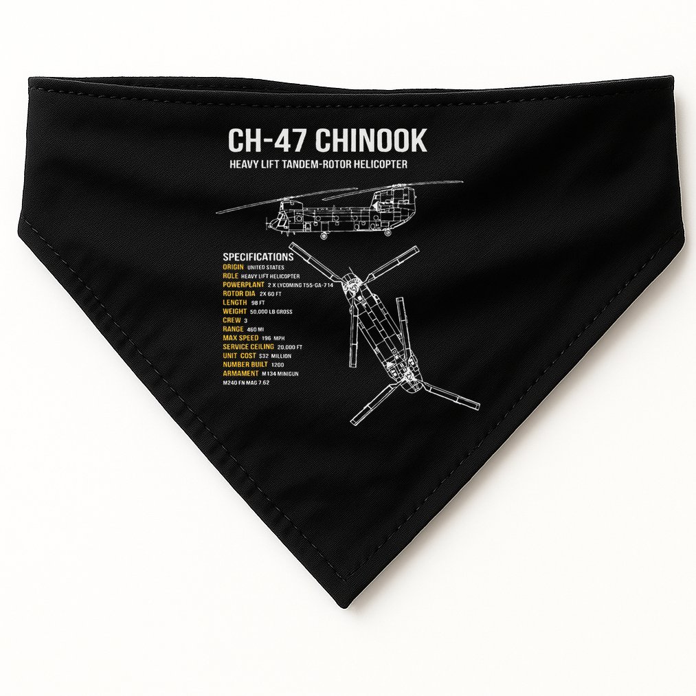 Ch 47 Chinook Helicopter USA-Made Doggie Bandana