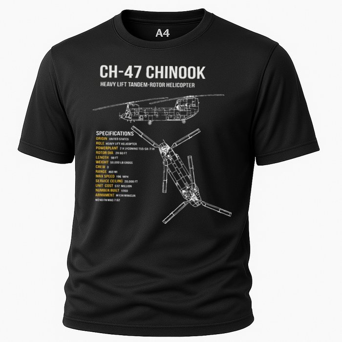 Ch 47 Chinook Helicopter Cooling Performance Crew T-Shirt