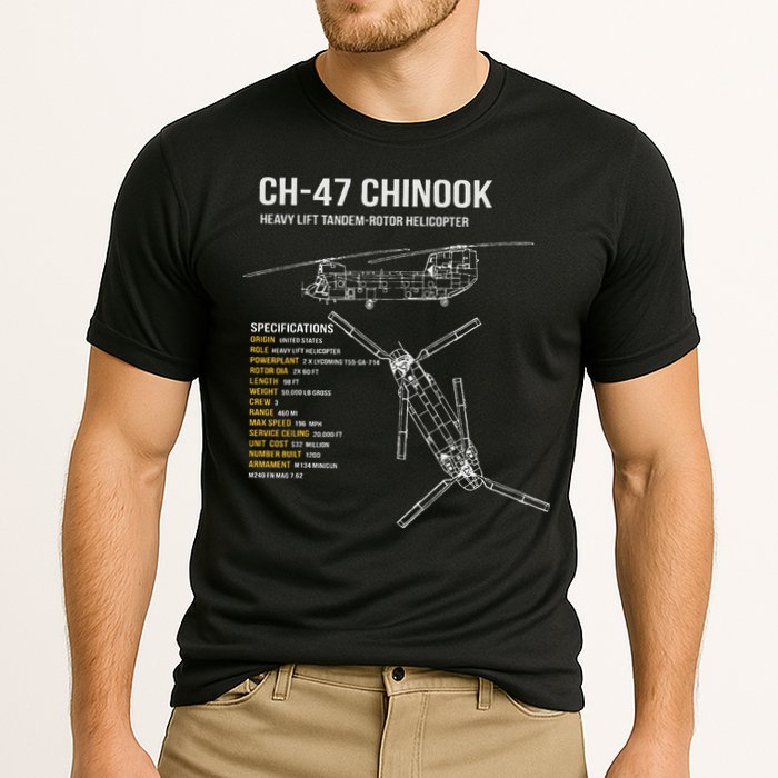 Ch 47 Chinook Helicopter Cooling Performance Crew T-Shirt