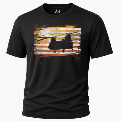 Ch 47 Chinook Helicopter Patriotic American Flag Performance Shirt