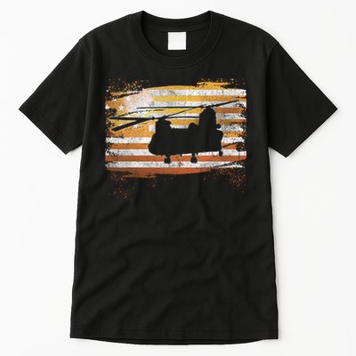 Ch 47 Chinook Helicopter Patriotic American Flag Tall T-Shirt