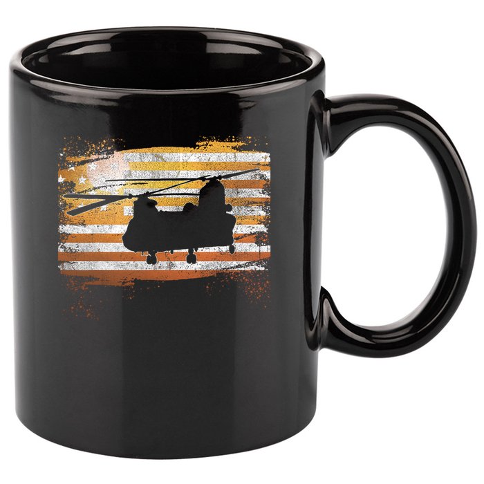 Ch 47 Chinook Helicopter Patriotic American Flag 11oz C Handle Ceramic Mug