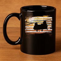 Ch 47 Chinook Helicopter Patriotic American Flag 11oz C Handle Ceramic Mug