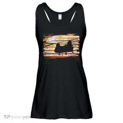 Ch 47 Chinook Helicopter Patriotic American Flag Ladies Essential Flowy Tank