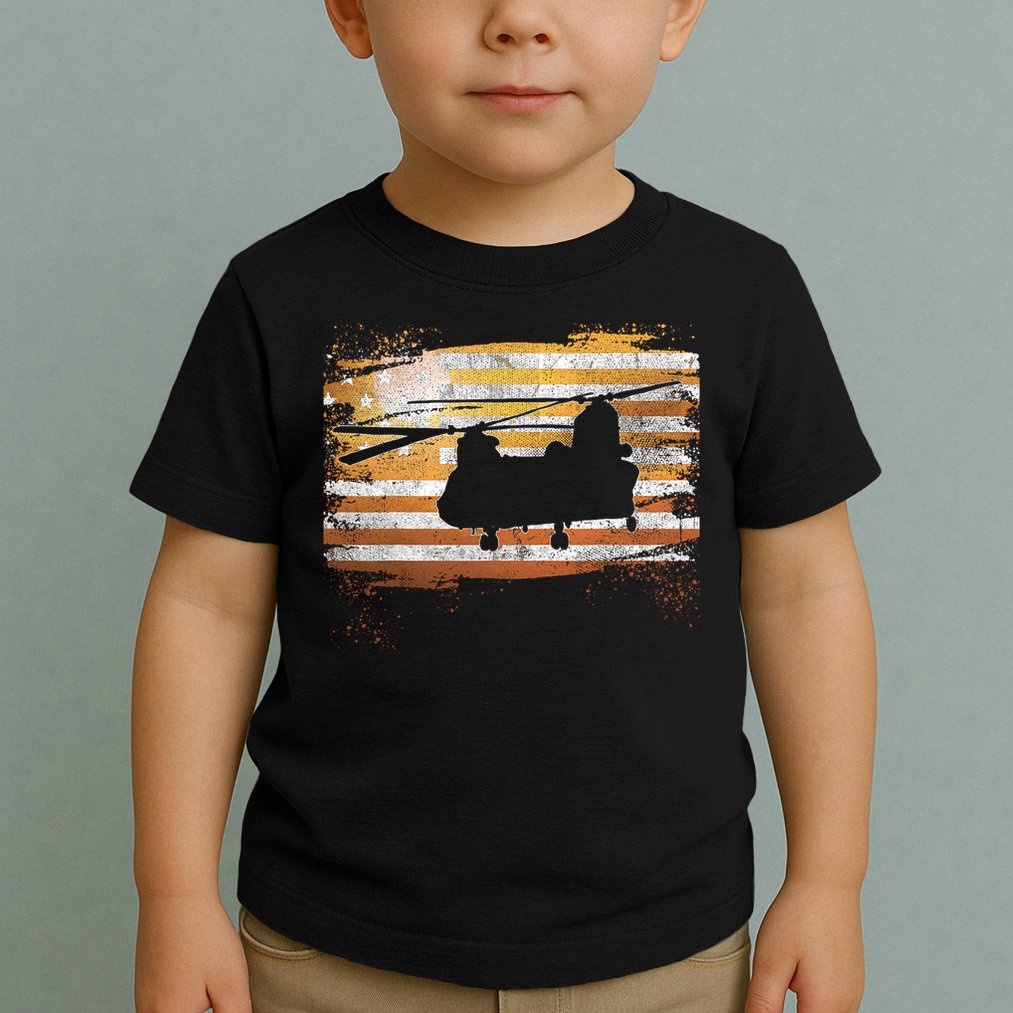 Ch 47 Chinook Helicopter Patriotic American Flag Toddler T-Shirt