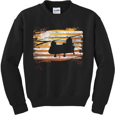 Ch 47 Chinook Helicopter Patriotic American Flag Kids Sweatshirt